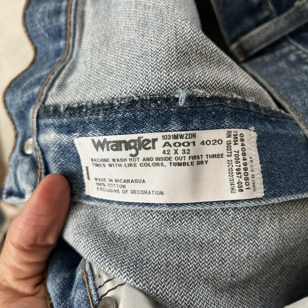 Wrangler Jeans Mens 42x32 Blue Regular Straight Denim Medium Wash 1031MWZDN
